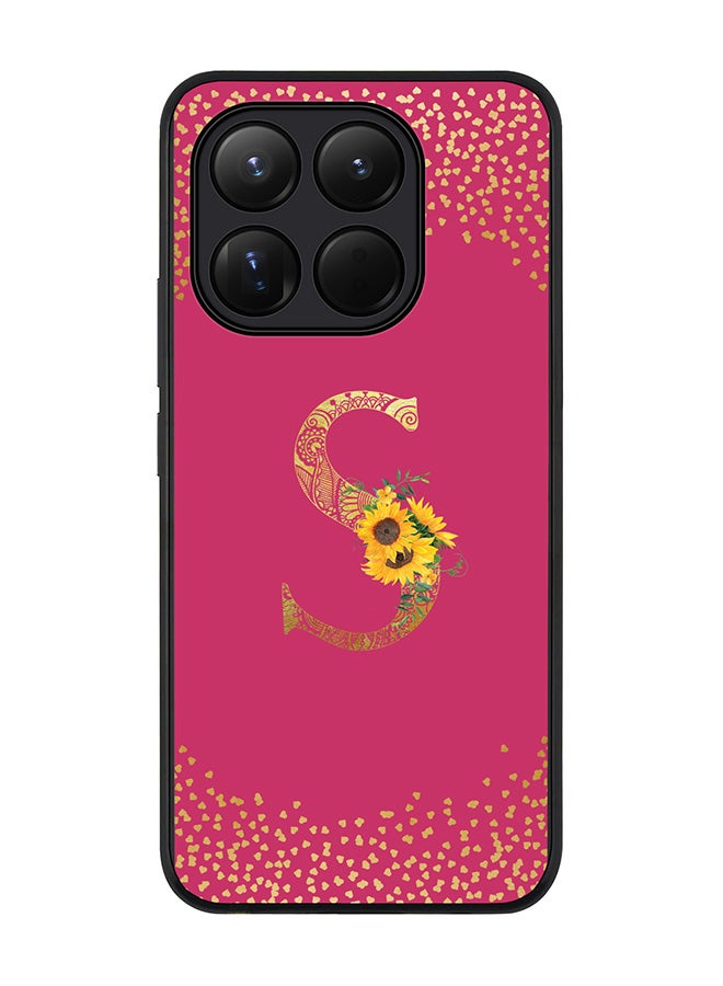 For Xiaomi 15T Case,Slim fit Camera Protection, Shockproof Thin Phone cover  - Custom Floral Monogram - S ( Deep Pink )